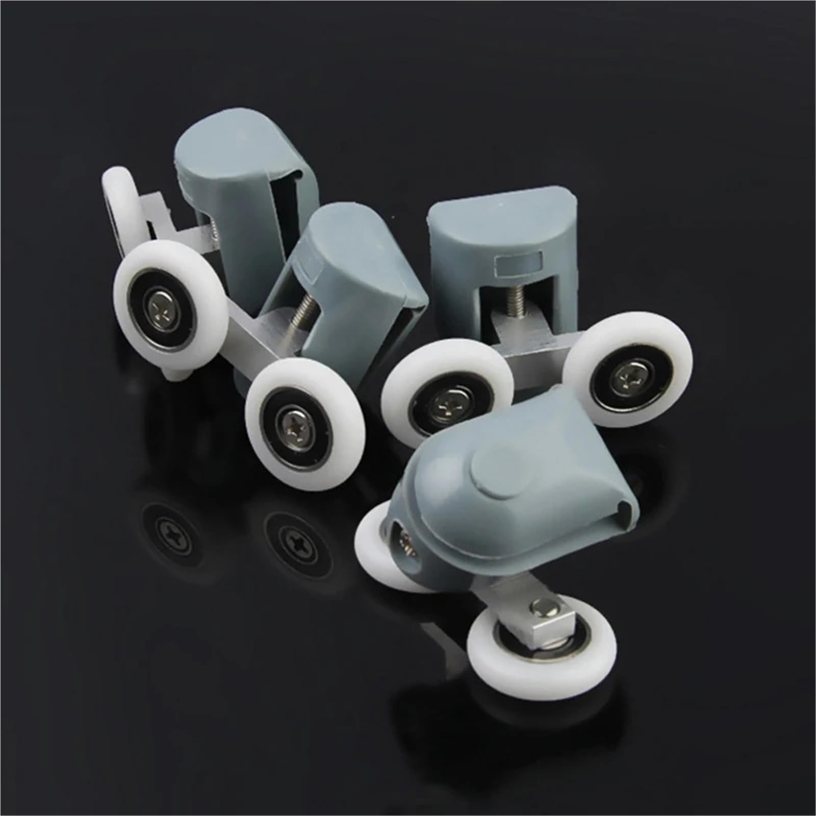 Doppelte Duschtürrolle aus Zinklegierung, Läufer/Riemenscheiben/Rollen/Räder, Lagerdurchmesser 19 mm/20 mm/23,0 mm/25 mm/27 mm Für Schiebetüren(Gray-4Sets,27mm)