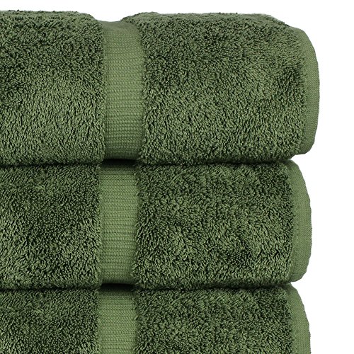 Chakir Turkish Linens 100% Cotton Premium Turkish Towels For Bathroom | 27'' X 54'' (4-Piece Bath Towels - Moss) #TOP4