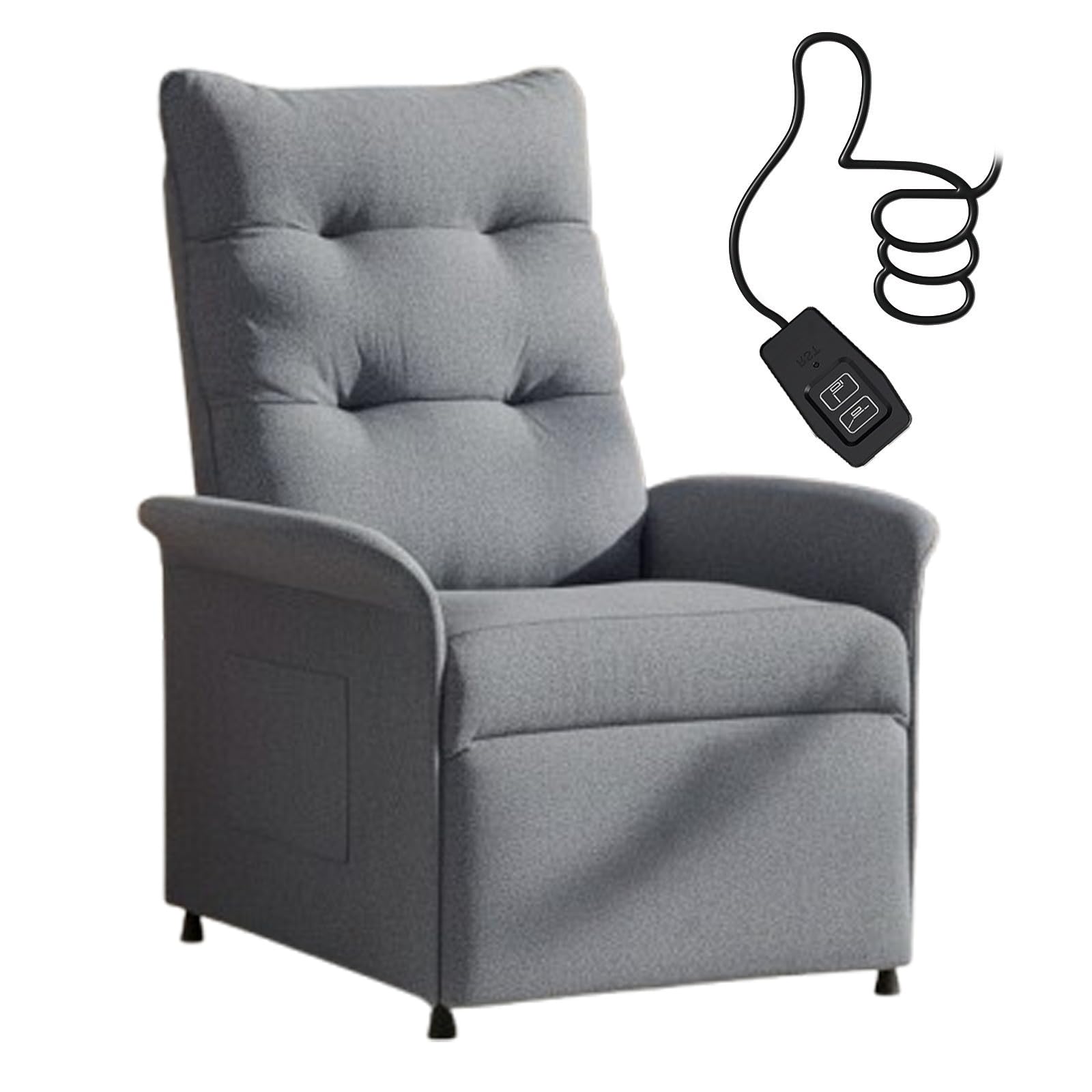 SOSINYA Poltrona Relax Elettrica Premium, Comfort Totale con Schienale Reclinabile 105°-155°, Tessuto Traspirante e Resistente, Tasche Laterali Salvaspazio, Perfetta per Soggiorno, Camera o Relax (1)