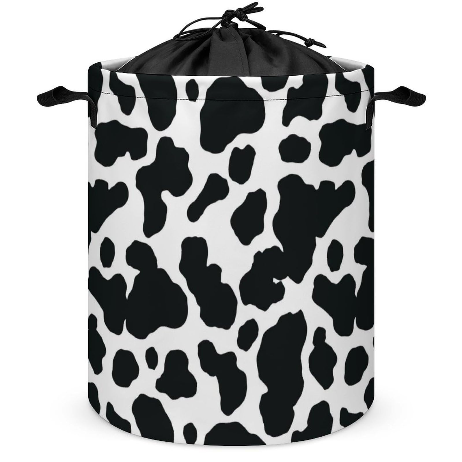 Qjjinxior Drawstring Laundry Hamper, Cow Laundry Basket, Washing Basket with Handle
