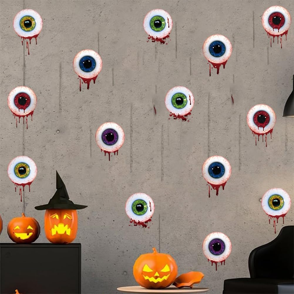 Skylety 32 Stück Halloween Augäpfel – Halbrund, Kunststoff, Gruselige Deko