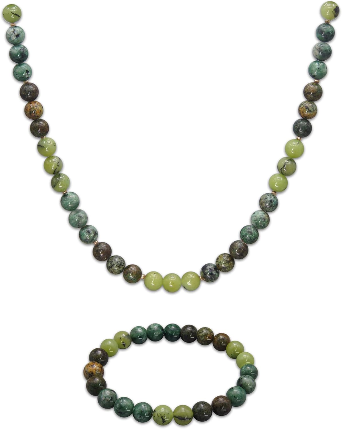 PEARLFECT Beaded Necklace for Women,8MM Jasper Stone Necklace, Handmade Fashion Jewelry Gifts,Bead Choker Necklace