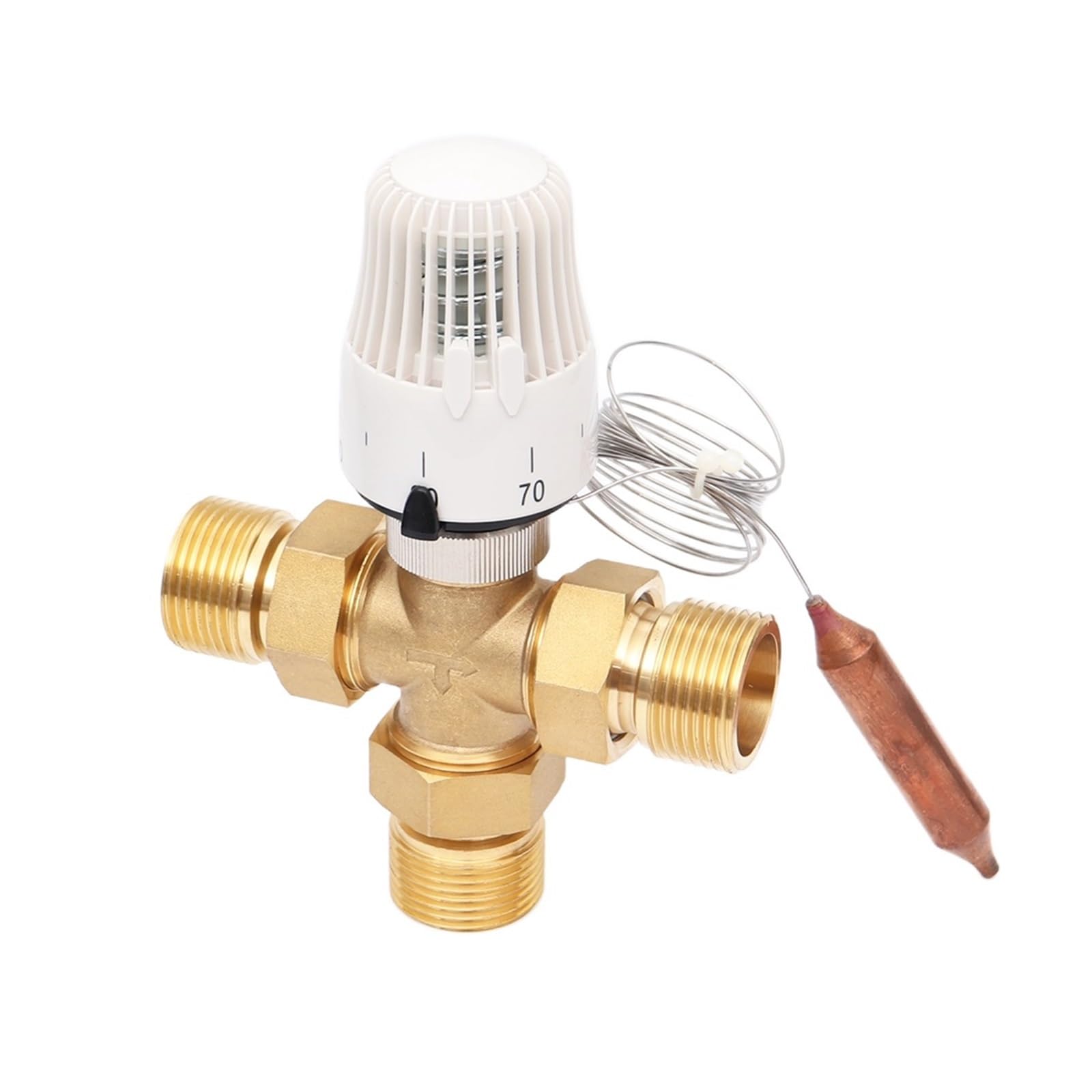 HWEIH Valvola miscelatrice a Tre Vie con sensore remoto capillare termostatico. Campo di impostazione 30-70 °C(Actuator And vavle)
