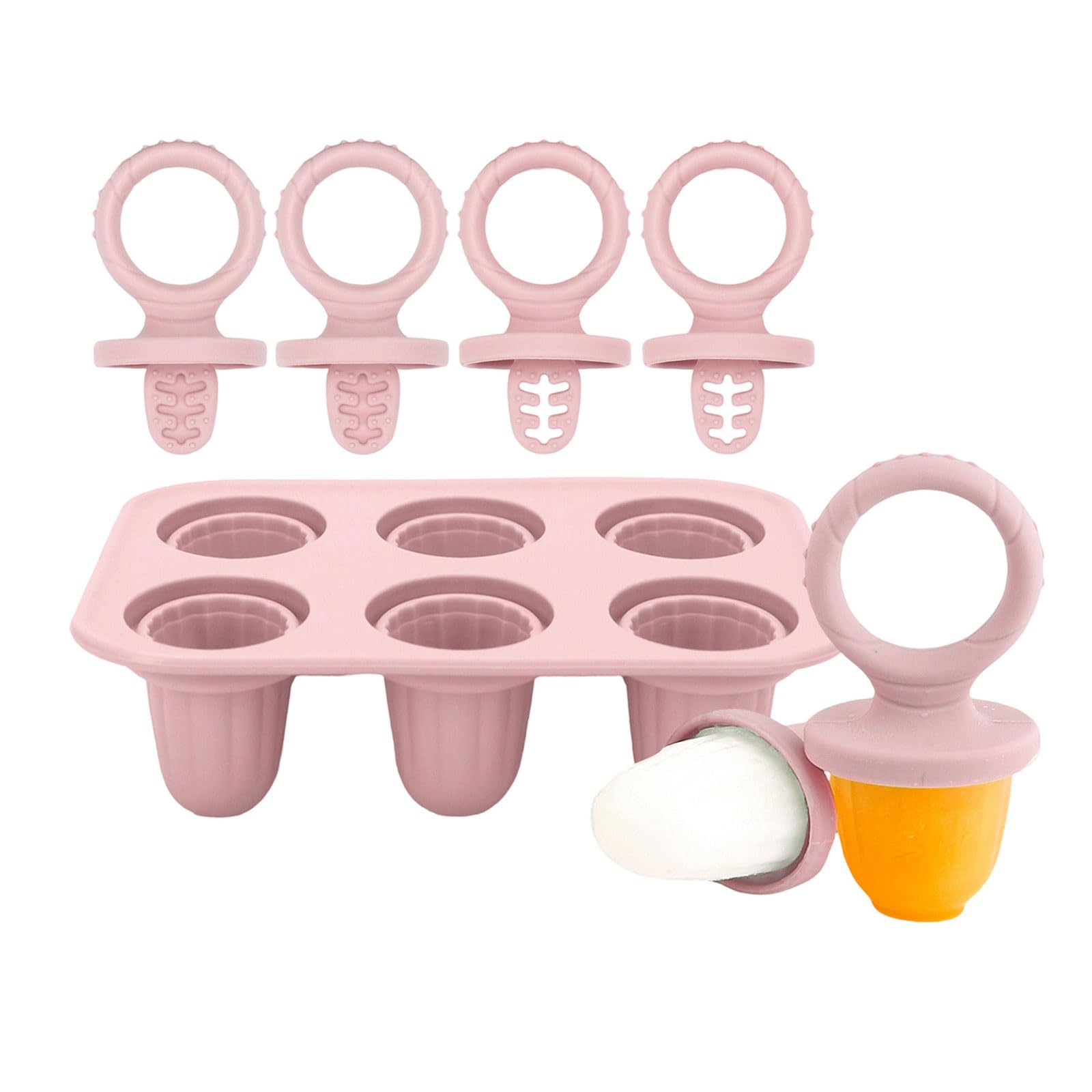 Oxxggkao 6 Piece Teething Ice Popsicles Molds for Infants Silicone Ice Cubes Tray with Chewable Edges Safe for Babies Teeth and Dishwasher Friendly Baby Teething Cubes Tray