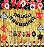 PUGED Casino Theme Birthday Party Decorations Las Vegas Casino Night Poker Party Supplies Set