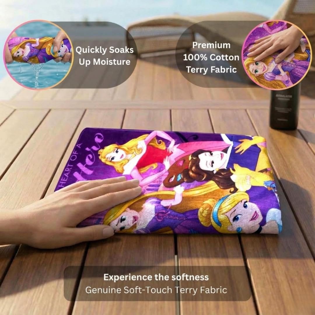 Athom Living Disney Discover Your Dreams Princess Kids Cotton Bath Towel 60x120 Cms (Pack of 2) 2
