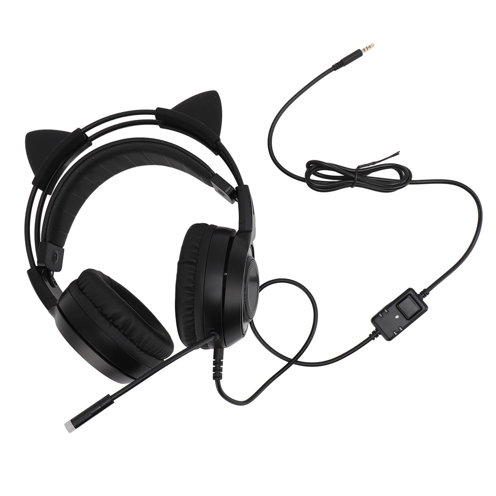 Cocoarm Zestaw Słuchawkowy z Kocimi Uszami, Wtyk 3,5 Mm (BLACK)