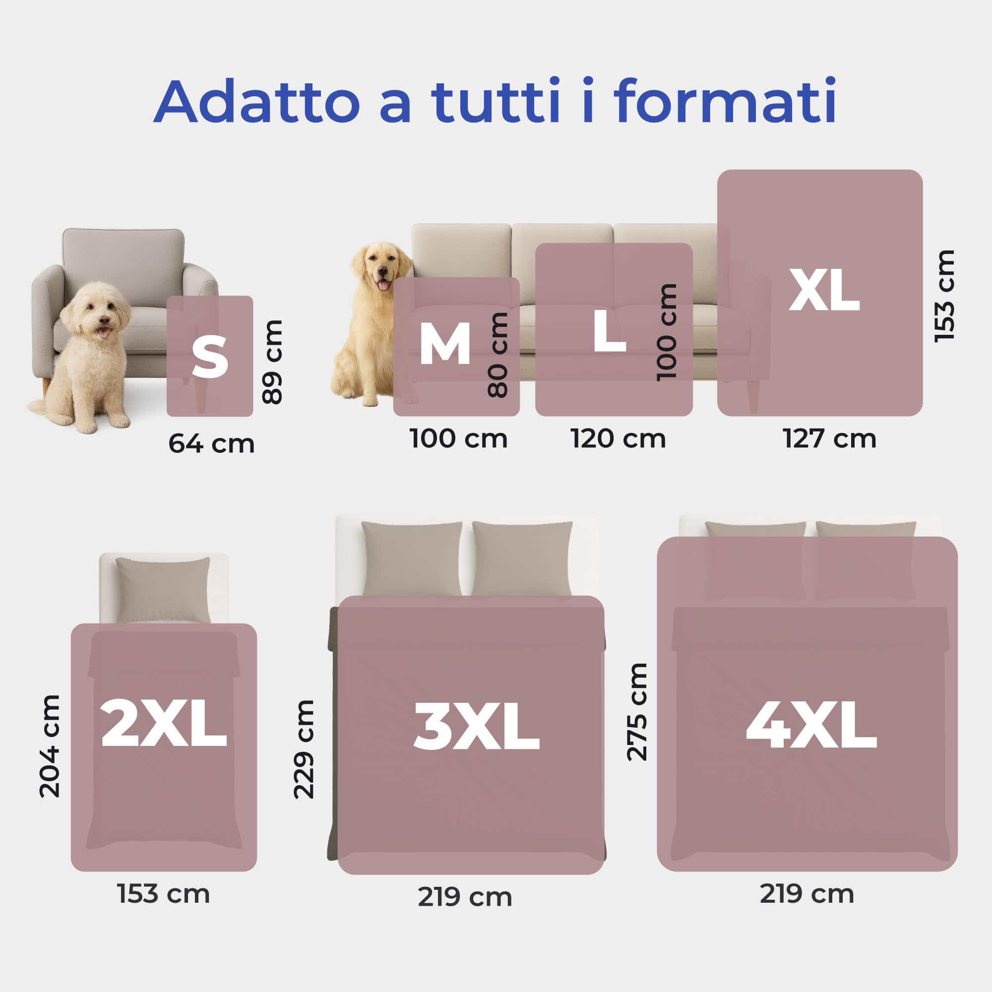 Dreamzie - Coperta Impermeabile per Cani 152x203 cm - Copridivano Reversibile Lavabile in Pile Sherpa -Telo Impermeabile per Letto o Divano - Copriletto Impermeabile - Rosa Chiaro