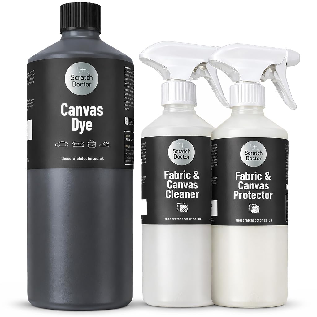 The Scratch Doctor Black Scratch Doctor Canvas Dye Kit Restore Faded Colour On Convertible Car, Boat Roof, Awning & Soft Top (, 1000Ml)