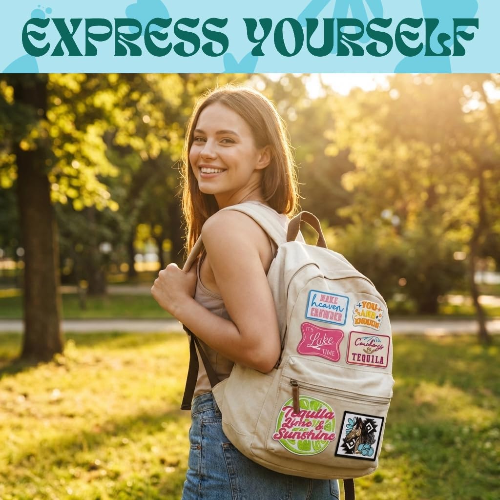 22PCS Words Iron On Patches Large Colorful Phrase Embroidered Appliques Funny Cool Motto Sew on Decorative Patches Text Patches Decor for Clothing Jackets Jeans Backpacks Trucker Hats Bags DIY Crafts