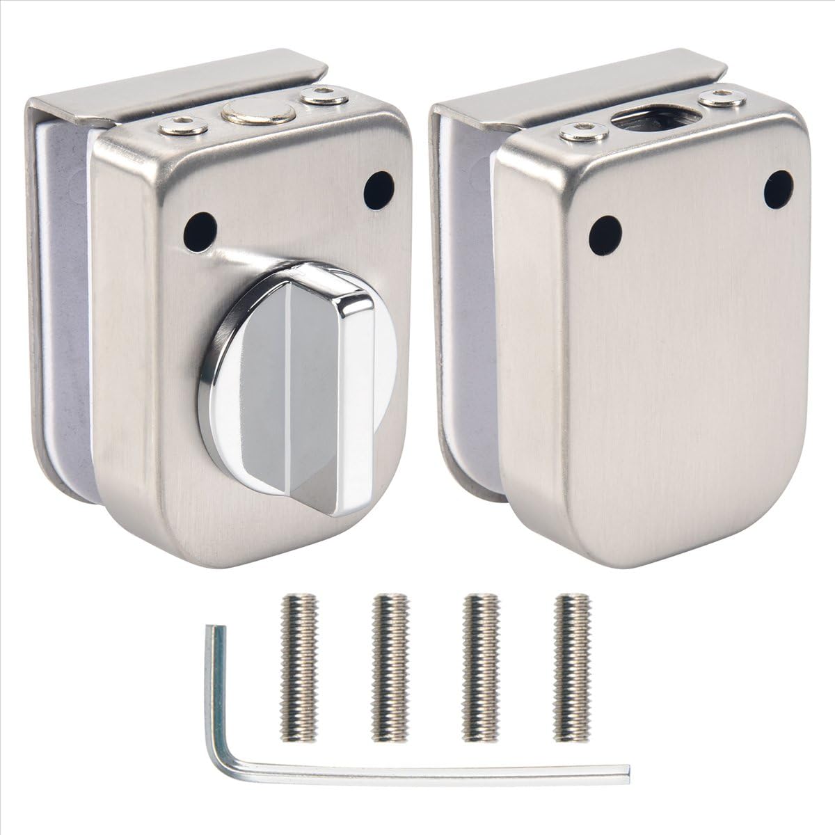 BPQiang Stainless Steel,Glass Door Latches Lock/Bolt,138A,Without Drilling,for Double Glass Door, Frameless