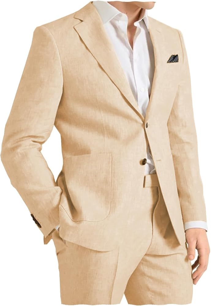 Amazon.com: TinMoranX Casual Men's Suits Linen Slim Fit 2 Pieces