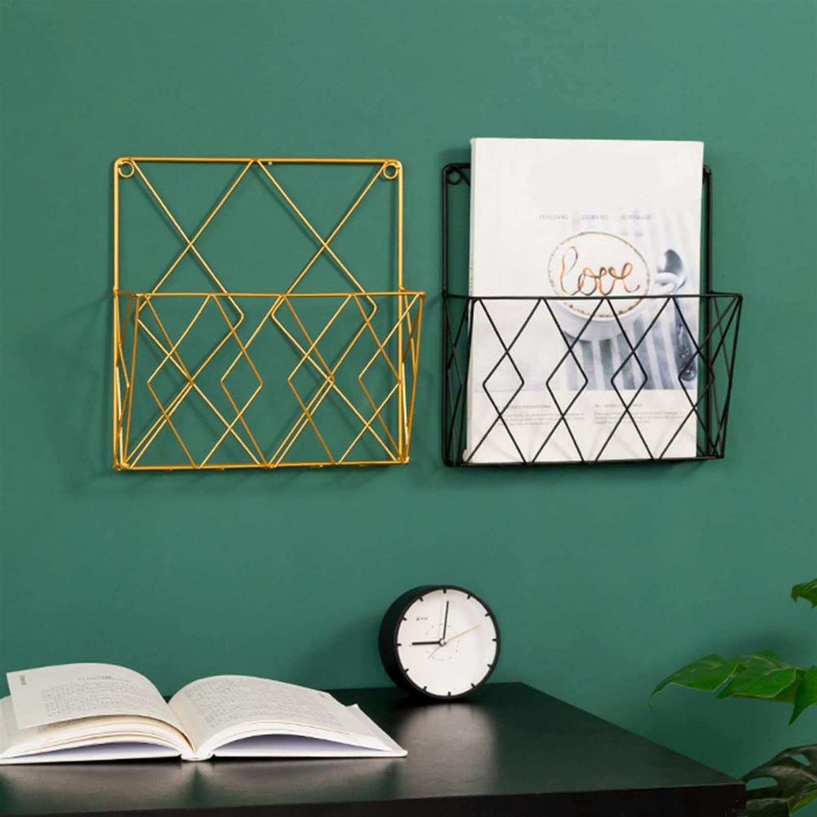 Portadocumenti da Scrivania File rack file a parete file stoccaggio titolare geometrico metallo rivista file stoccaggio cestino soggiorno corridoio corridoio cestini portaoggetti chiave Vaschetta Port