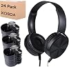 Auriculares al por Mayor para Aula 24 Pack, Mayorista Escolares On Ear Duraderos con Cable para Estudiantes, Niños, Niñas, Adolescentes y Adultos (LS450, 24 Negro) 1