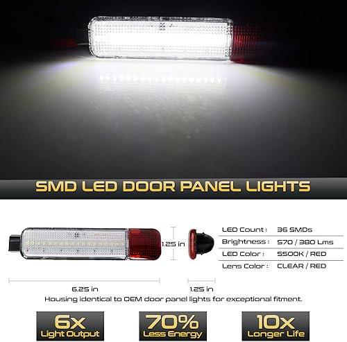 Miniatura 4 de ADIIL SMD LED Panel de puerta lateral interior lámpara de luz de cortesía para Chevy GMC CK Silverado Sierra 1500 2500 3500 Pickup Suburban Tahoe
