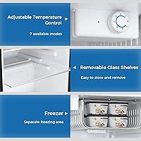 Vista 4 de Antarctic Star Mini Compact Refrigerator with Freezer, 3.2 Cu.Ft. Single Door with Adjustable Thermostat,Removable Glass Shelves for