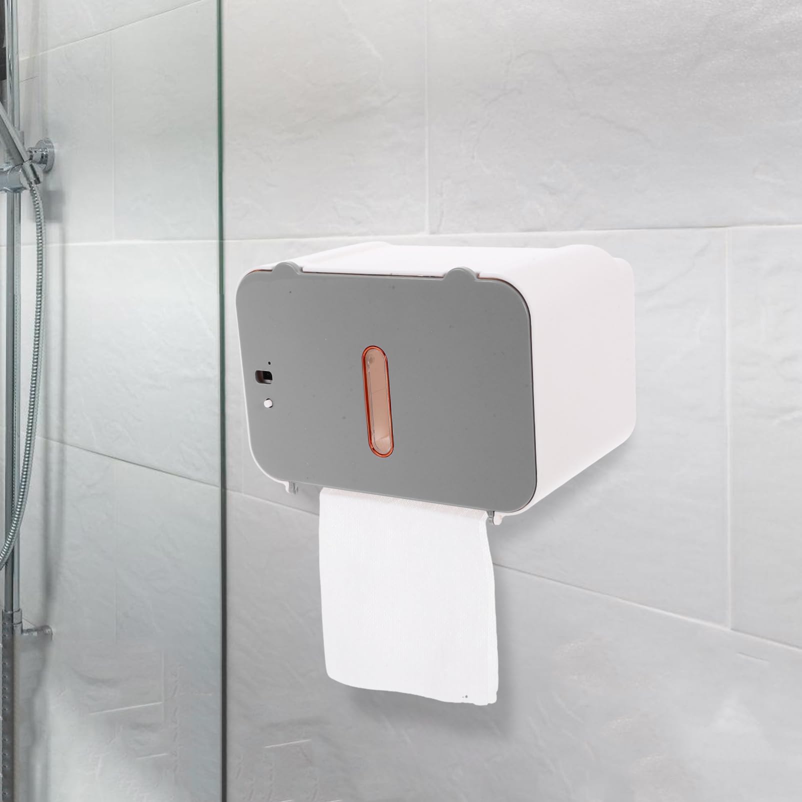 WOONEKY Dispensador Eléctrico De Toallas De Papel con Sensor De Movimiento Resistente Al Agua para Baño y Cocina Montaje Sin Taladro Capacidad Grande Color Gris 1 Unidad Uso Comercial y Doméstico
