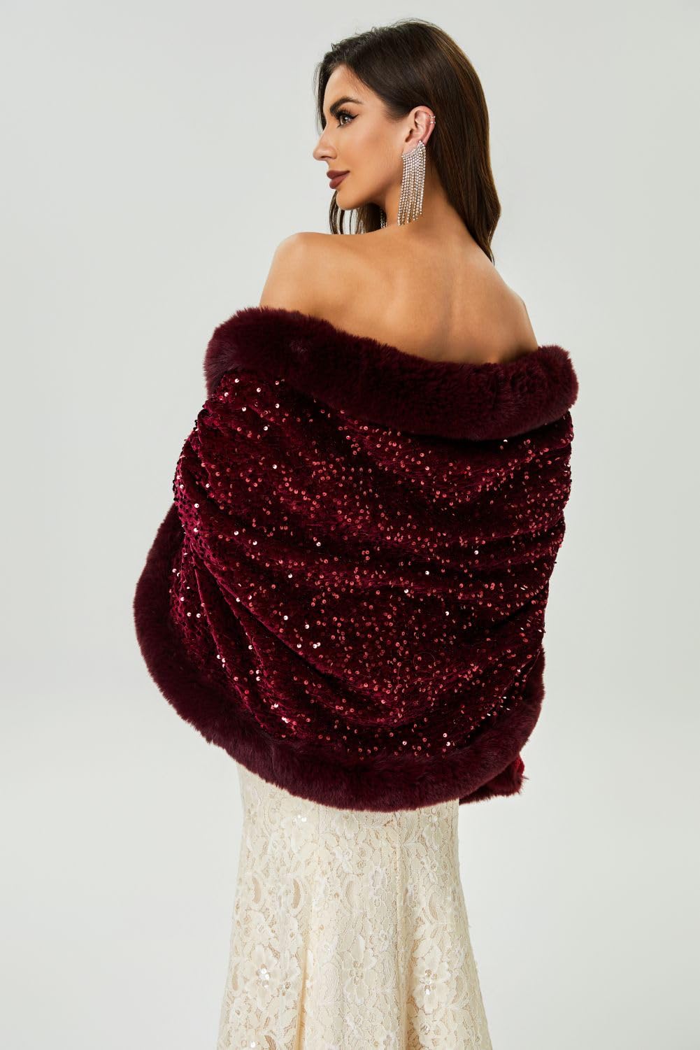 Châle en fausse fourrure pour femme - Cape pour bal de fin d'année, soirée, vêtements d'extérieur