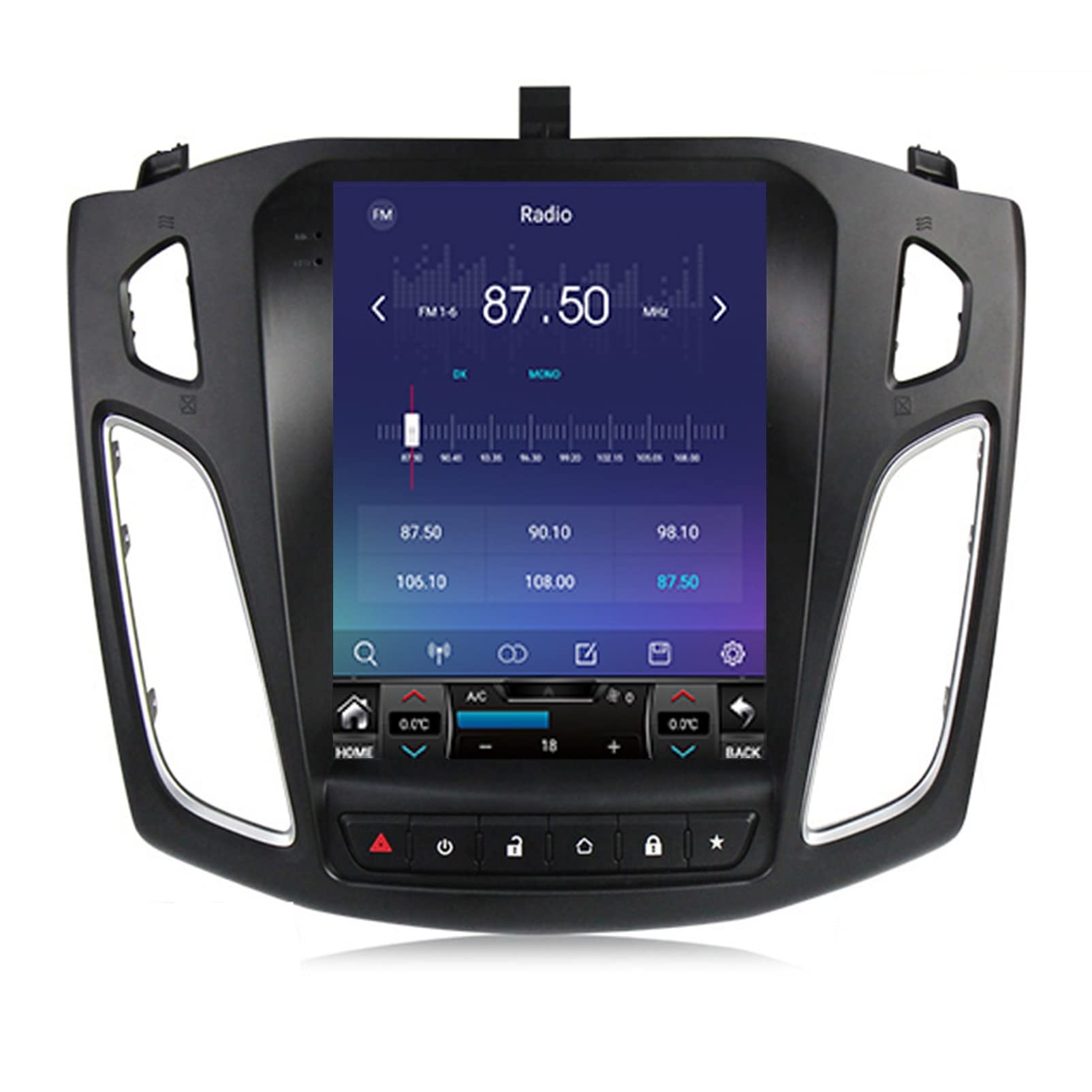 YUANBIAOAndroid 11 Car Stereo for Ford Focus 3 Mk 3 2011-2019 Tesla Style Screen Multimedia Player Car Radio with Bluetooth WIFI SWCFM Mirror Link (Color : TS5 4-64G)