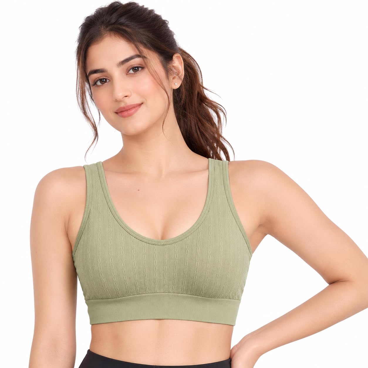 Women's Seamless Ribbed Sports Bra-picture-49