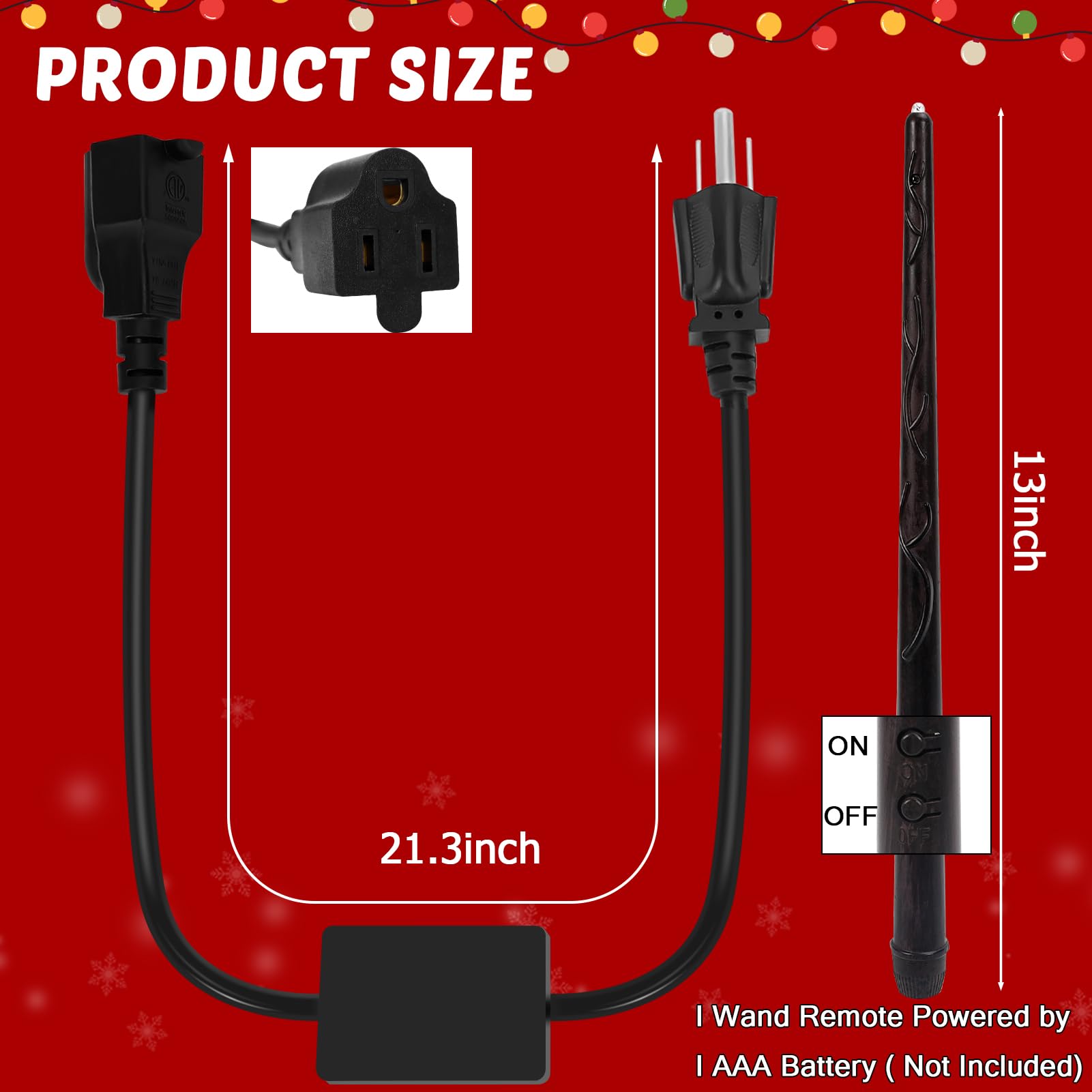 Christmas Trees Magic Wand with Wireless Remote Control Outlet,Light Wand Remote Control Switch Kit for Xmax String Light Christmas Trees Lights Indoor Home Light Decorations(Battery is not Included)