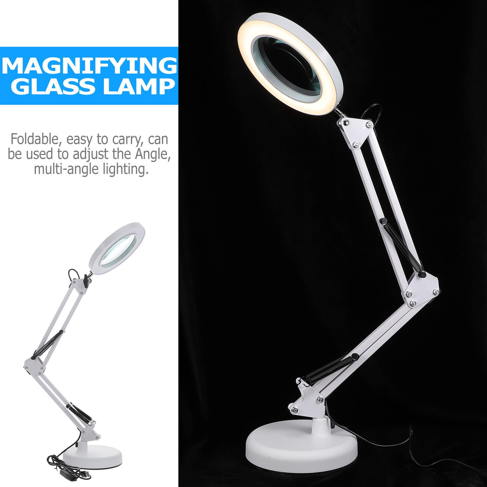 SHOWERORO Lámpara de Aumento LED 5x Brazo Plegable y Pinza de Escritorio