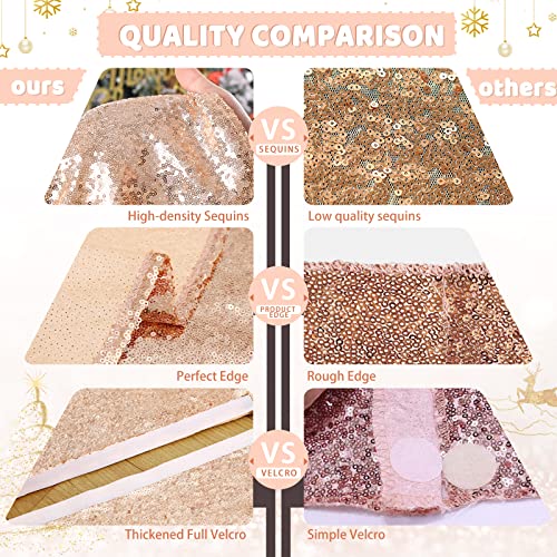 48 Inch Christmas Tree Skirt Rose Gold Sequin Tree Skirts Plus Xmas Tree Decorations Holiday Party Ornaments For Outdoor #TOP3