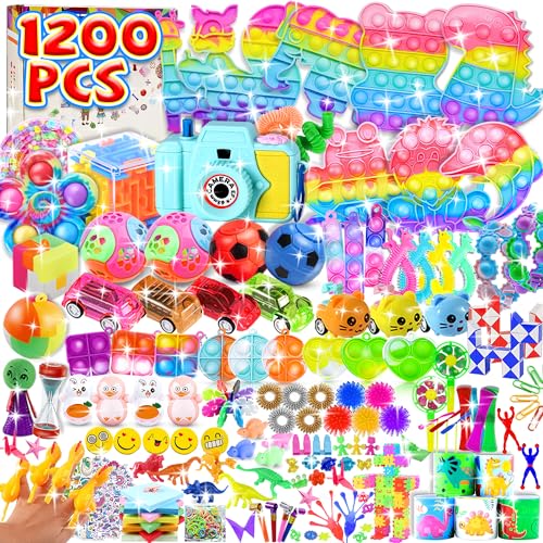 1200pcs Party Favors for Kids 6 8 12, Fidget Toys Pack, School Classroom Party Suppliers, Stocking Stuffers, Treasure Chest Birthday Surprise Box, Carnival Prizes, Goodie Bag Items for Girls Boys