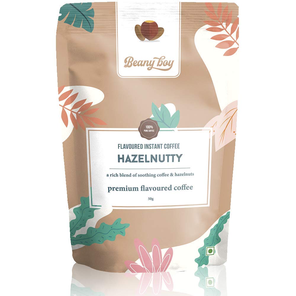 Beany Boy Hazelnutty | Hazelnut Premium Flavoured Instant Coffee | Pack of 1 | 50g