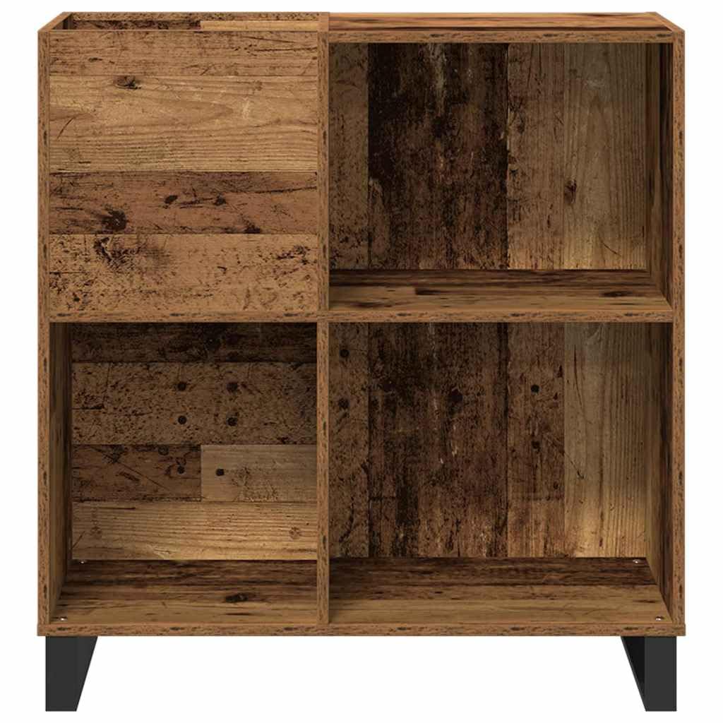 Armario para discos de vinilo de madera recuperada, 85 x 38 x 89 cm, con 4 estantes, moderno almacenamiento de medios para salón, almacenamiento de medios para discos de vinilo, libros, CD y