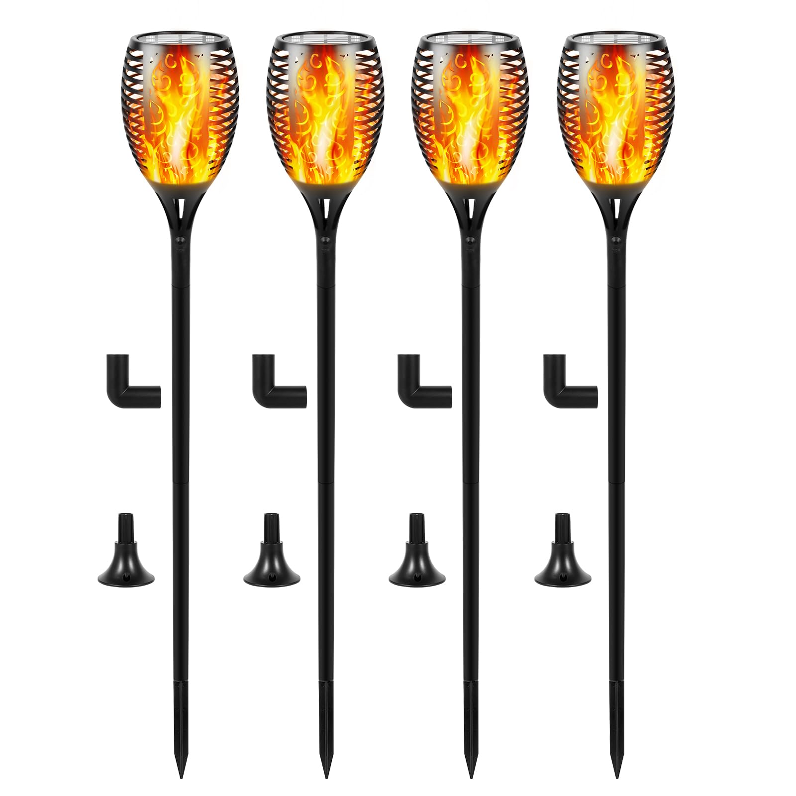 I-SHUNFA 96 LED Solar Lights Outdoor Garden,43 inch Tall Solar Torch Flickering Dancing Flame Lights with 3 Modes,IP65 Waterproof Auto ON/Off Landscape Decorations for Pathway,Patio,Yard