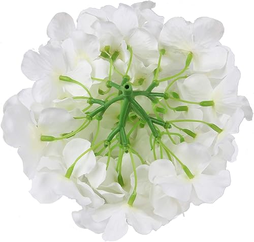 Miniatura 5 de PaoriPets 10 cabezas de flores de seda de hortensia con tallos flores artificiales de hortensias para boda, hogar, fiesta, baby shower (blanco)