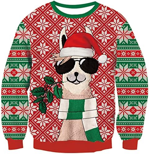 BFUSTYLE Boys Girls The Ugliest Christmas Sweaters for Kids Oversized Knit Sweater Sweatshirt 10-12 (Alpaca Snowflake Leaf Christmas Tree, Red Green White)