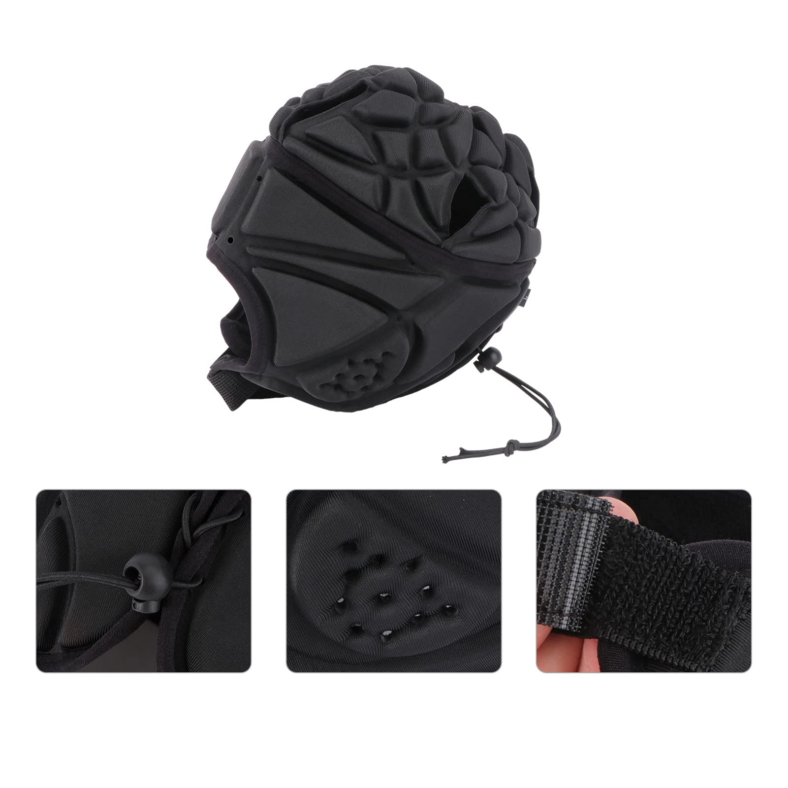 DECHOUS Casco Da Football Con Bandiera Soft Shell Caschi Da Rugby Imbottiti Copricapo Protettivo Per Portiere (Nero)