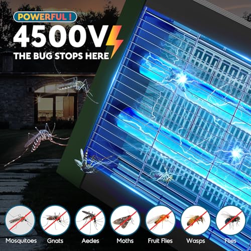 Image of Solar Bug Zapper Outdoor, Mosquito Zapper 4500V Cordless Waterproof