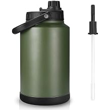 Sursip 1 Gallon Insulated Water Jug, Large Stainless Steel Water Bottle | 128oz Metal One Gallon Water Jug wtih Carry Handle and Straw for Sports, Camping, Travel,Leak Proof