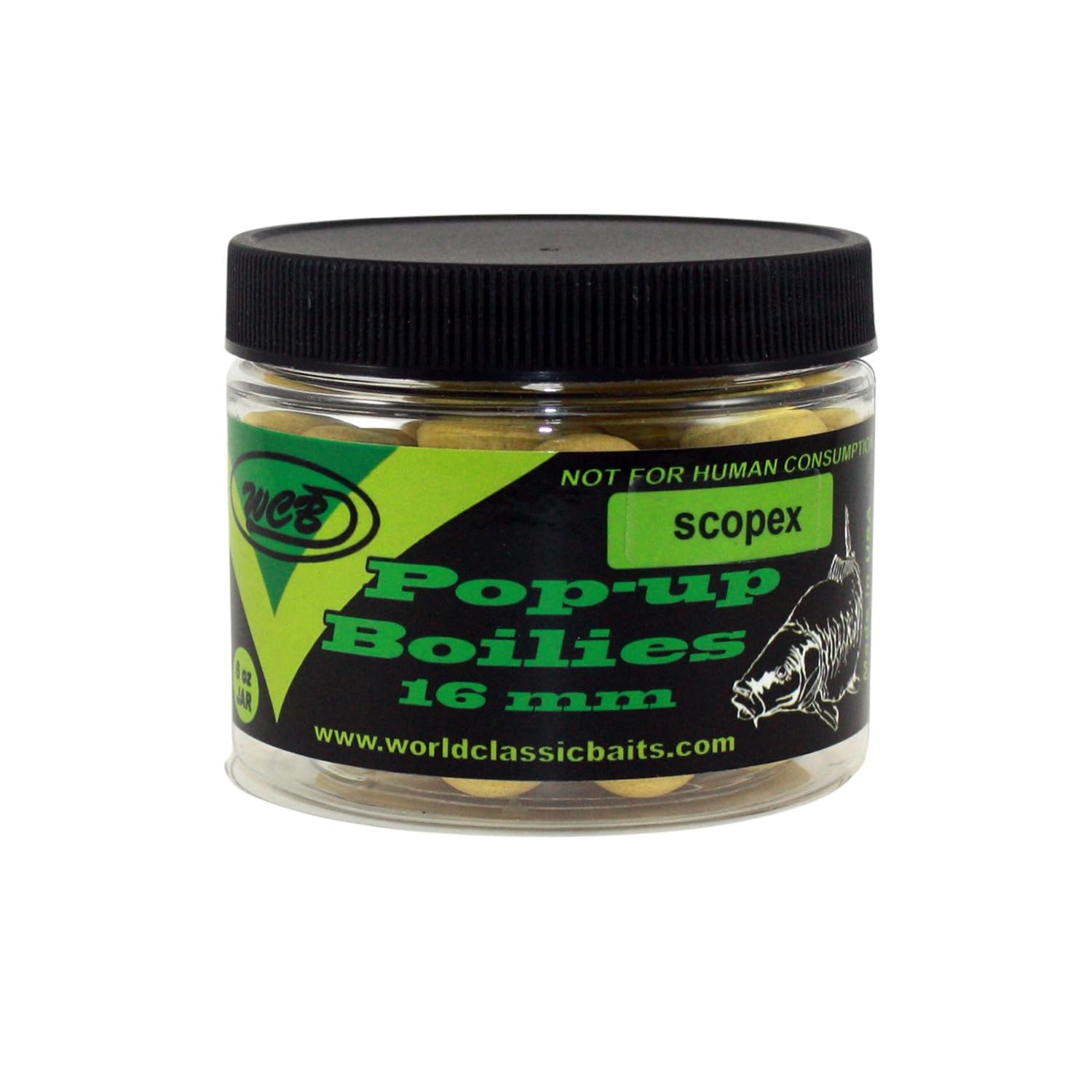 WCB Carp Baits Pop Up Boilies 16 mm 6oz jar (Approx 40 pcs) - Carp Bait - Ideal for Carp Fishing