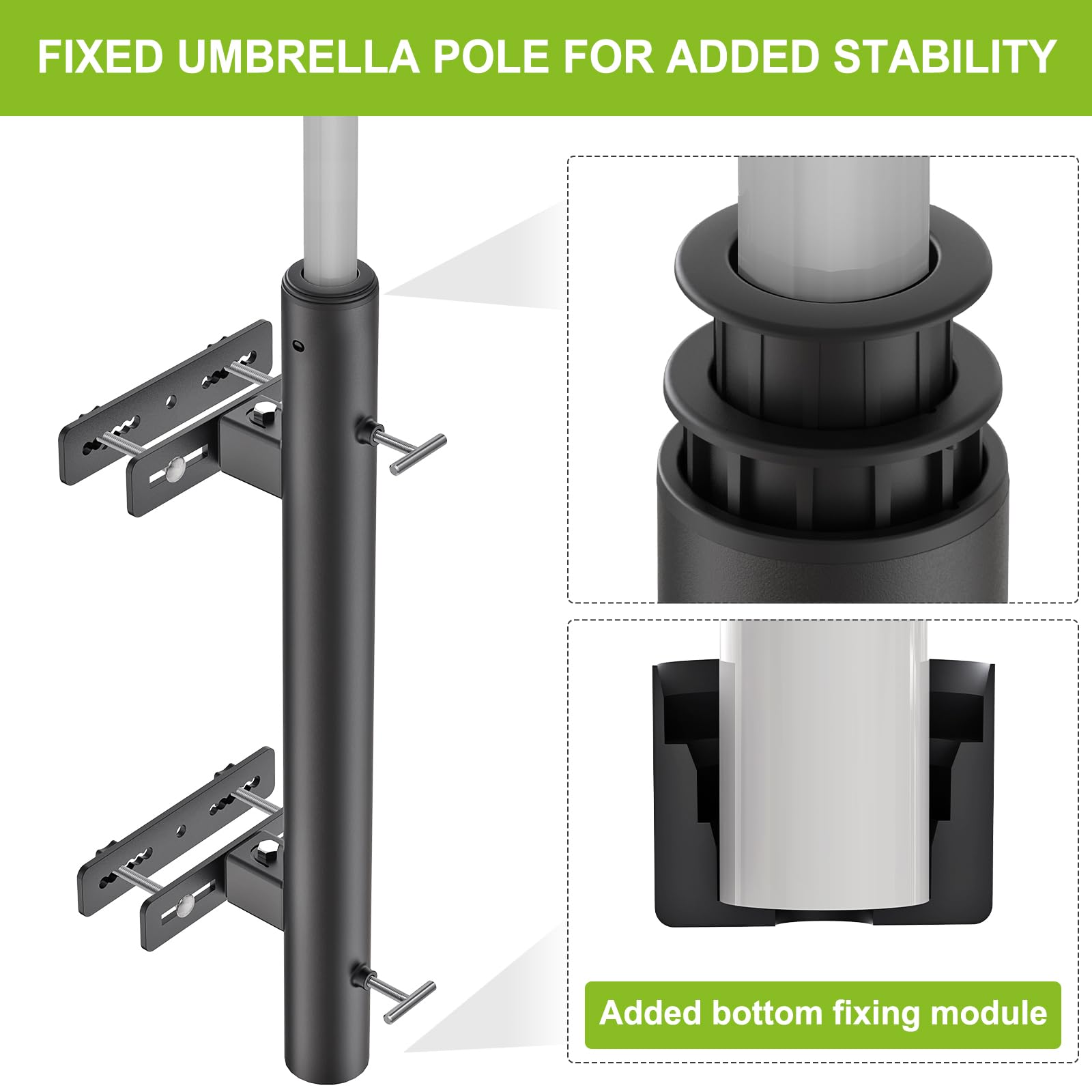Lifeswell Portaombrelli Per Ringhiera – Supporto Regolabile Per Pali Da 2,5 A 5,1 Cm, Montaggio Verticale O Orizzontale, Acciaio Antiruggine