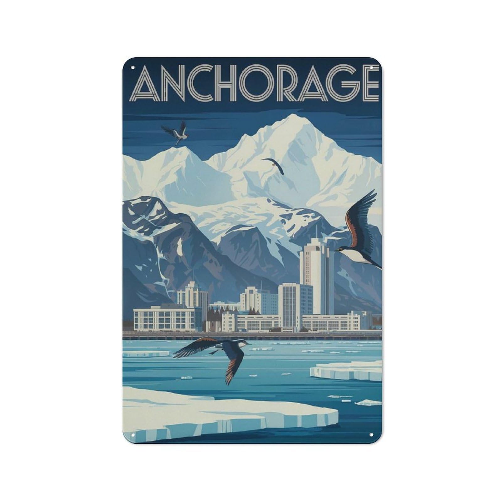 Junmoney Style-12 Smart Anchorage Alaska Travel Office Metal Sign 30X20cm, Creative Space Decor For Home Office, Reading Corner Or Bedroom