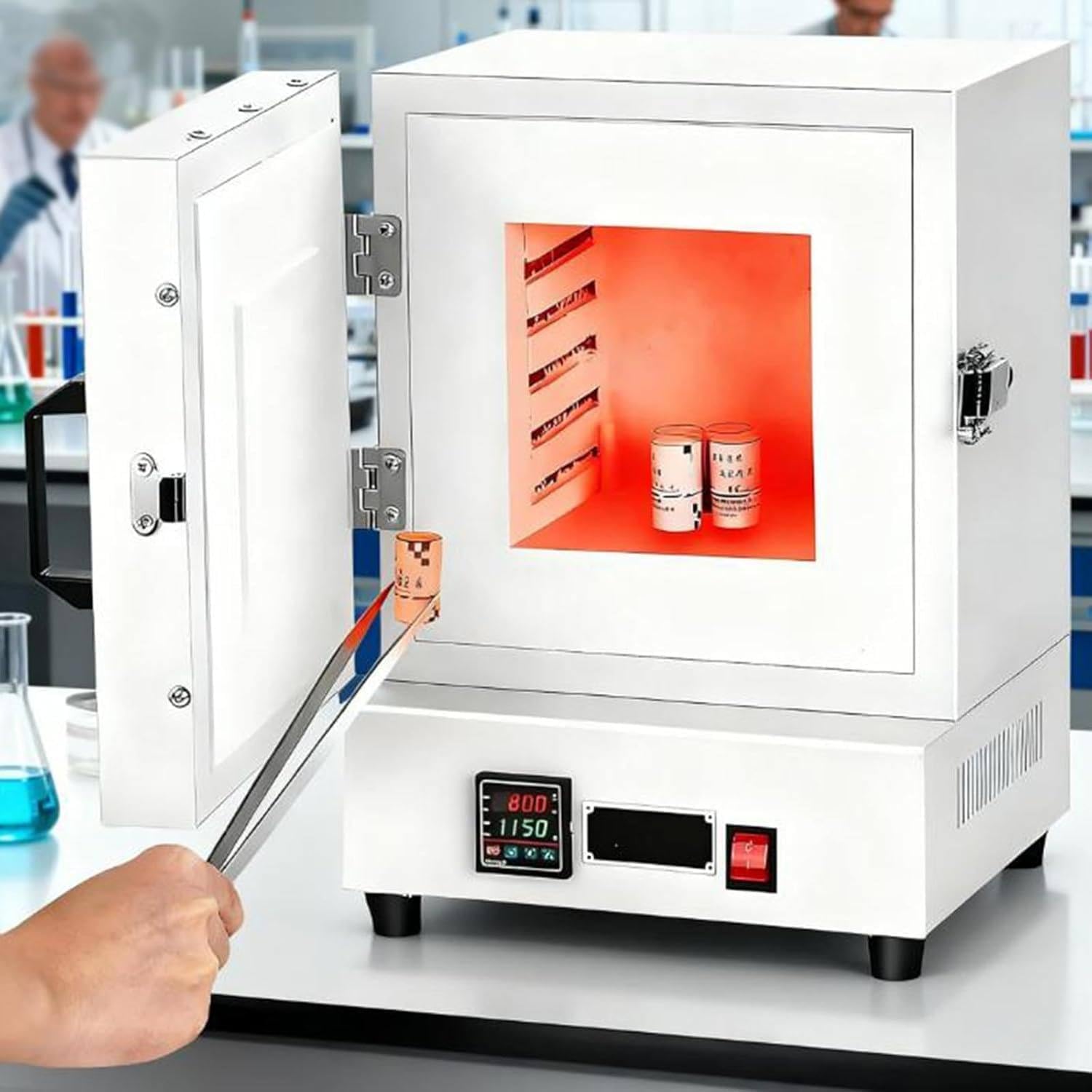 Elektryczny piec wypalany 2000 W, 1150℃ piec muflowy do wypalania w wysokiej temperaturze, zintegrowany laboratoryjny piec do przetwarzania biżuterii