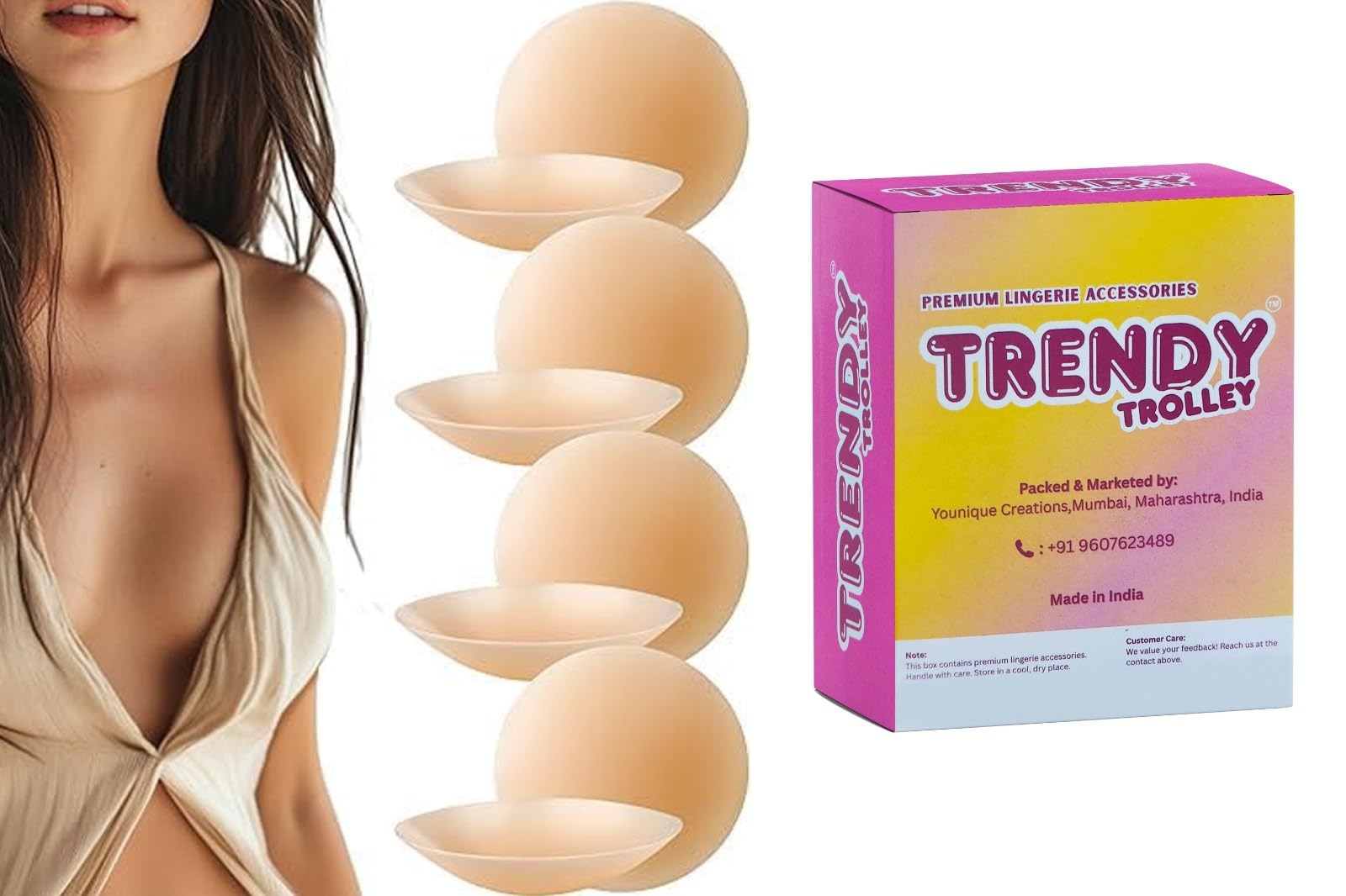 Silicone Nipple Covers Pair for Women | Silicone Nipple Covers Reusable for Women with Double Sided Tape | Fashion Clothing Accessory Nude-image-30