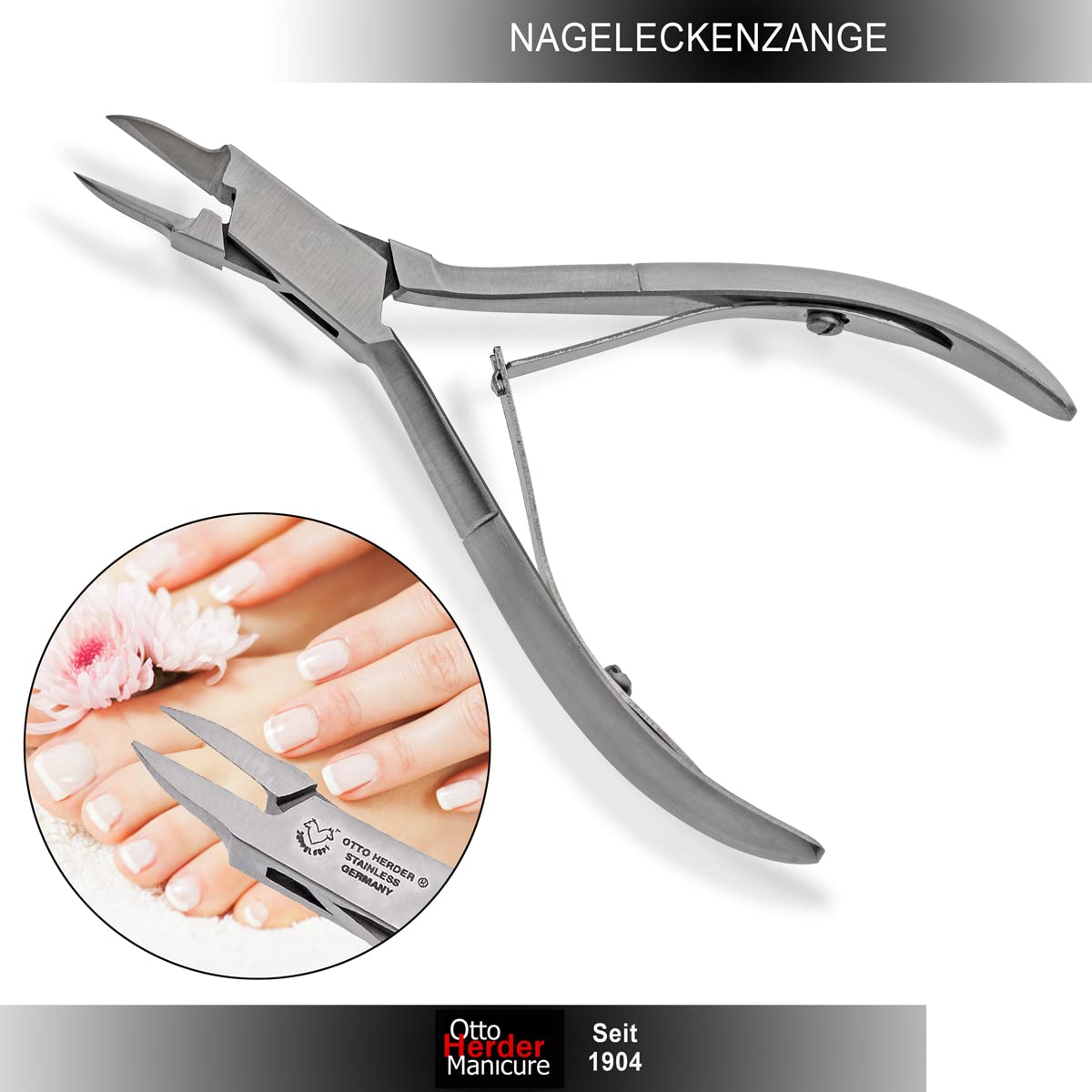 OTTO HERDER Pince à ongles pointue avec tranchant fin et fin pour les ongles incarnés 11,2 cm