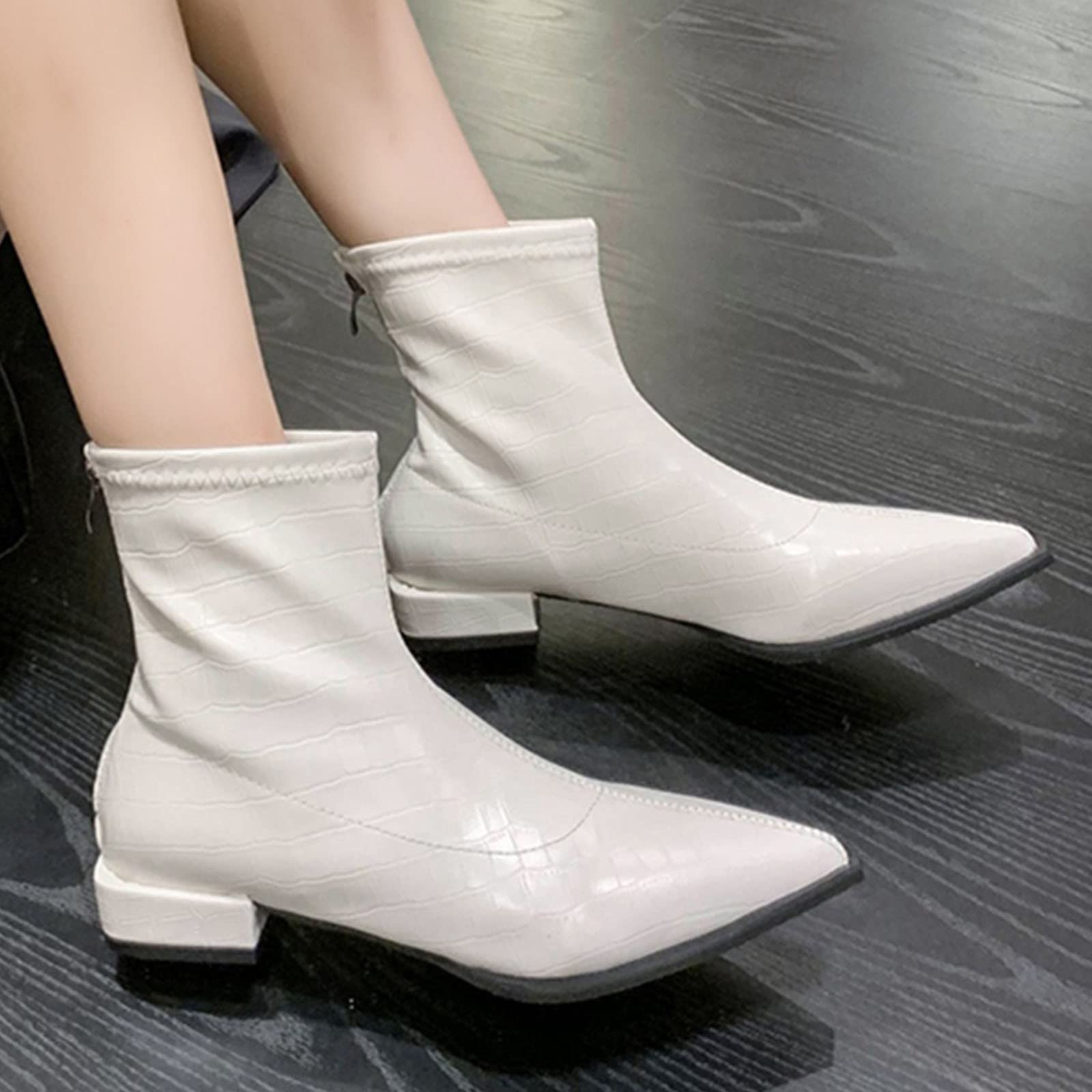 Botines elásticos de piel sintética para mujer, ajuste ancho del Reino
