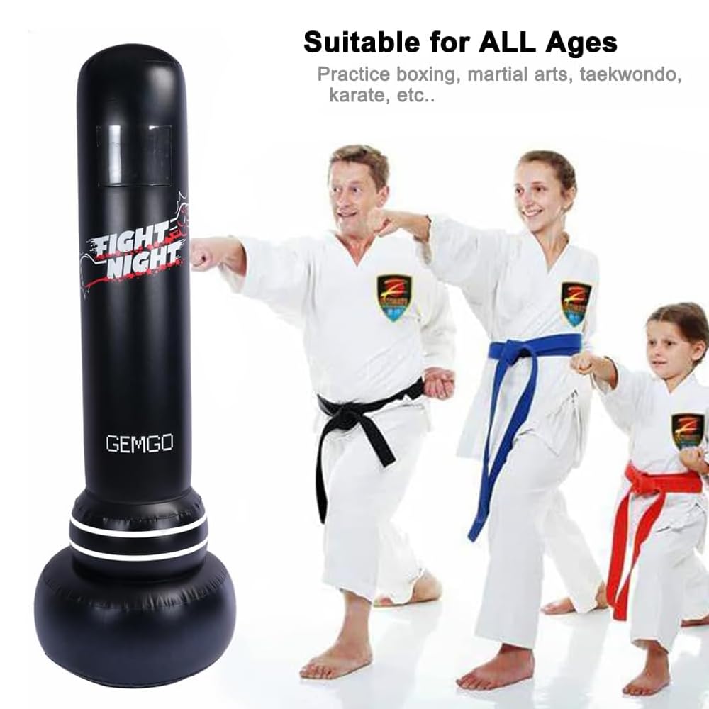 Sacco Boxe Bambini Sacco Da Boxe Gonfiabile Per Bambini - 180 Cm,  Autoportante, Per Karate E MMA, Con Base Sacco Da Boxe Da Terra, image size:1000x1000