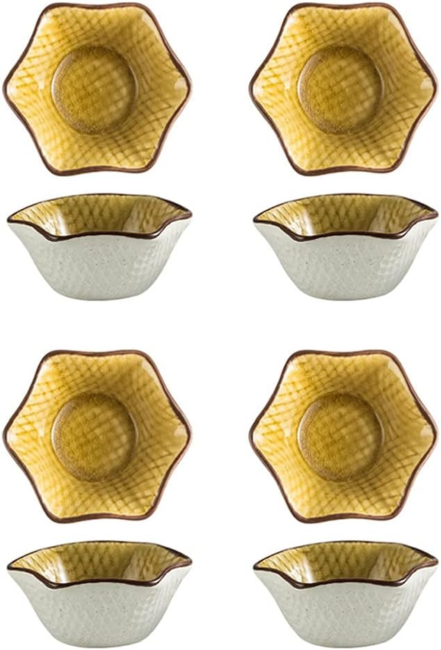 Small Porcelain Bowl Ice Cream Bowl Household Side Dish Bowl Cute Dessert Bowl Miso Soup Side Dish Condiment Pink 4 Pieces (Color : B) (F)