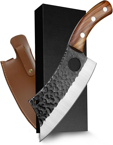 Cuchillo de carnicero para cortar carne, picar, cortar en cubitos, picar - Cuchillos de cocina de 12 pulgadas hechos con acero HC forjado a mano