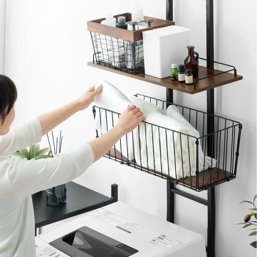 Amazon｜タンスのゲン ランドリーラック 収納棚 幅60cm 突っ張り式 9段