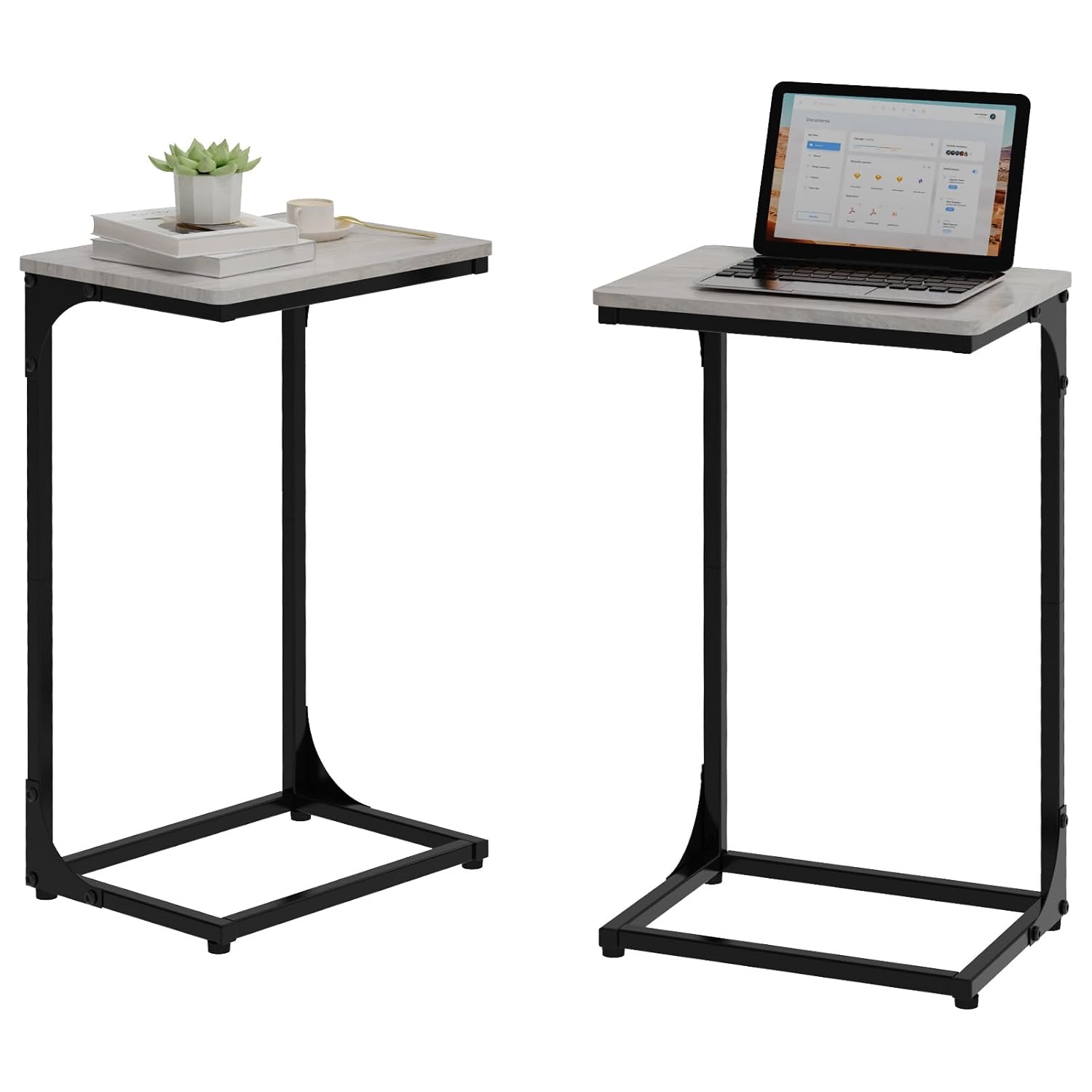 C Shaped End Table Set of 2 TV Tray Side Table for Couch Couch Tables That Slide Under