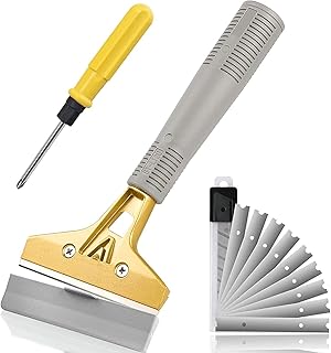 Razor Blade Scraper, 4 Inch Scraper Tool with 10pcs Extra Metal Blades, Multi Purpose Heavy Duty Scraper for Window, Glass, Floor, Wall, Stove, Paint, Caulk, Labels, Adhesive, Sticker