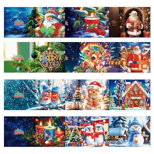 Tarjetas de Navidad de pintura 5D brillantes y kit completo de felicitación